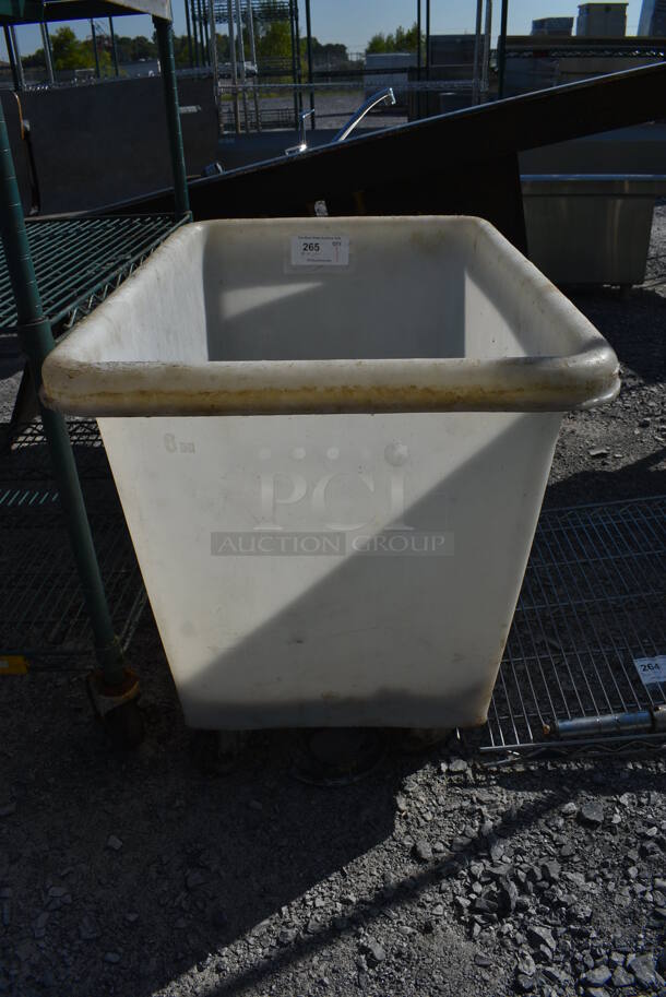 White Poly Ingredient Bin on Commercial Casters. 22x32x25