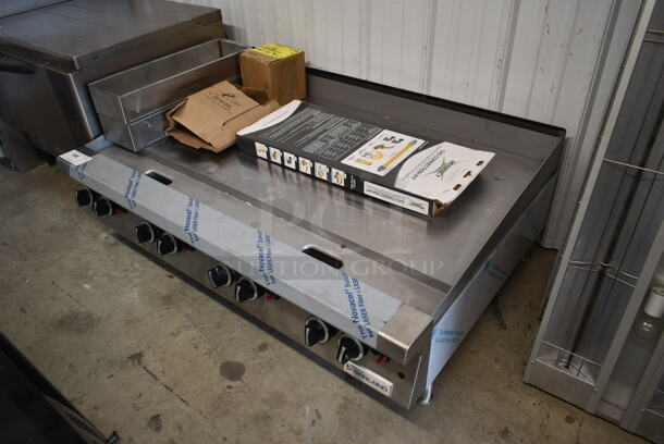 BRAND NEW SCRATCH AND DENT! LATE MODEL! Garland 372GT48GT48N Stainless Steel Commercial Countertop Gas Powered Chrome Top Flat Top Griddle w/ Regency Gas Connection Kit. - Image 2 of 11
