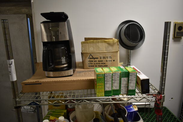 Metro Chrome Finish 3 Tier Wire Shelving Unit w/ Contents. BUYER MUST REMOVE: BUYER MUST DISMANTLE. PCI CANNOT DISMANTLE FOR SHIPPING. PLEASE CONSIDER FREIGHT CHARGES. (kitchen) - Image 2 of 5