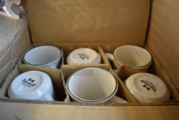 Box of 24 BRAND NEW! Tuxton Emerald TES-017 White Ceramic Mugs. 4.5x3x4 - Image 4 of 5