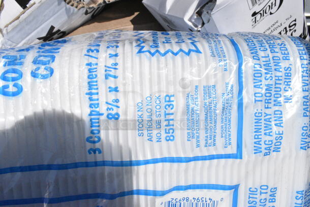 15 BRAND NEW Boxes Including 50HT1 White Foam Hinged Lid Container, 485WJ7BK Jumbo Black Wrapped Straw, 127RD16BULK Choice 16 oz. Customizable Microwavable Translucent Round Deli Container - 500/Case, 795200CSTN1M Carnival King #200 2 lb. Cornerstone Paper Food Tray. 15 Times Your Bid! - Image 2 of 12