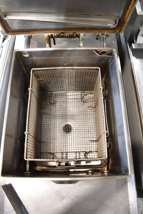 Henny Penny 500 Stainless Steel Commercial Floor Style Electric Powered Pressure Fryer w/ Metal Fry Basket on Commercial Casters. 208 Volts, 3 Phase.  - Image 6 of 10