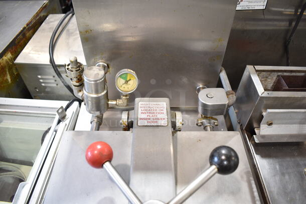 Henny Penny 500 Stainless Steel Commercial Floor Style Electric Powered Pressure Fryer w/ Metal Fry Basket on Commercial Casters. 208 Volts, 3 Phase.  - Image 8 of 10