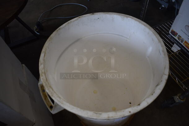 White Poly Trash Can on Dolly. 18x16x20 - Image 2 of 3