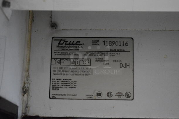True G4SM-23PT Metal Commercial Single Door Pass Through Reach In Cooler Merchandiser w/ Poly Coated Racks. 115 Volts, 1 Phase. 27x33x79. Tested and Powers On But Does Not Get Cold - Image 4 of 7