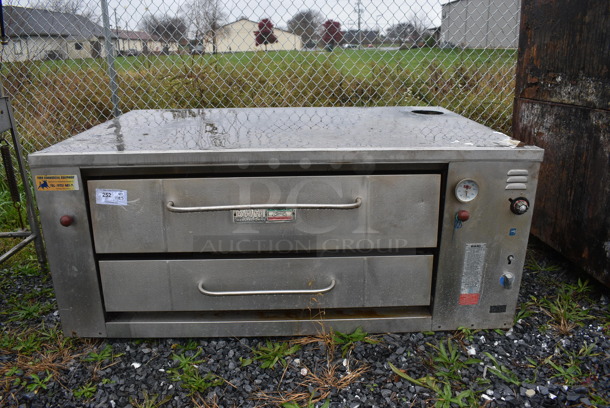Bari M/6/48/S Stainless Steel Commercial Natural Gas Powered Single Deck Pizza Oven. 65x44x28