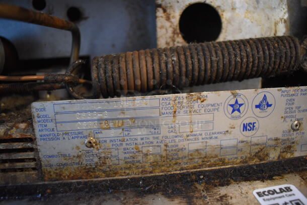 US Range C836-6 Stainless Steel Commercial Natural Gas Powered 6 Burner Range w/ Oven. Missing Burners. 36x39x41 - Image 6 of 9