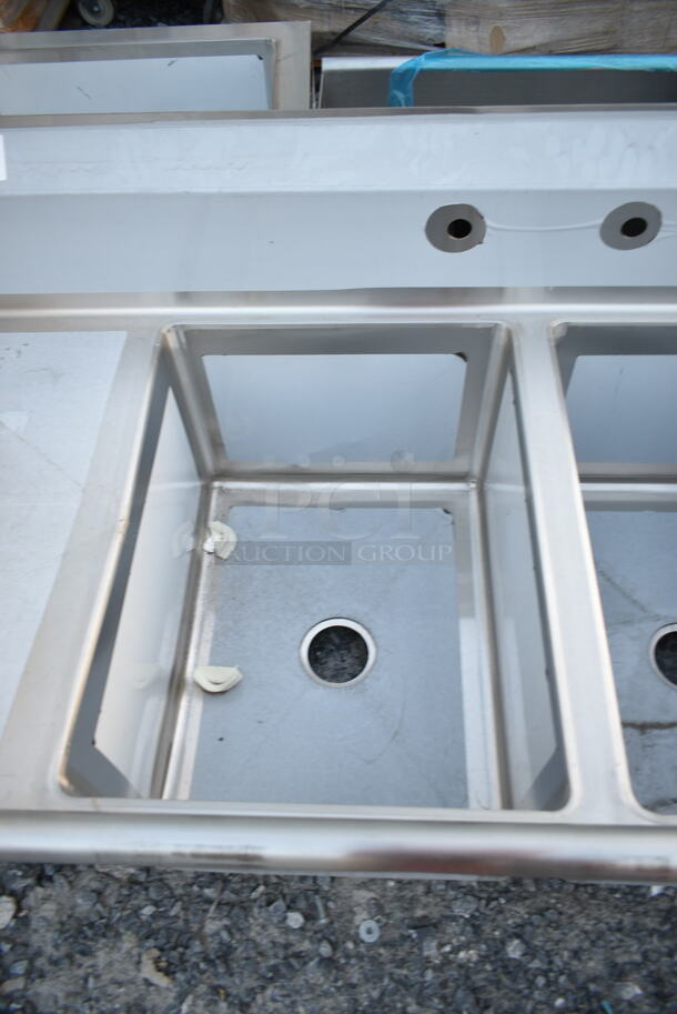 BRAND NEW SCRATCH AND DENT! Regency 600S2182418L Stainless Steel 2 Bay Sink w/ Left Side Drain Board. No Legs. Bay 12x18x24. Drain Board 16.5x25.5 - Image 4 of 6