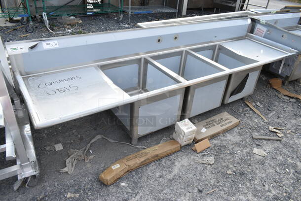 BRAND NEW SCRATCH AND DENT! Regency 600S31824224 Stainless Steel Commercial 3 Bay Sink w/ Dual Drain Boards. Bays 14x14x14 - Image 2 of 9