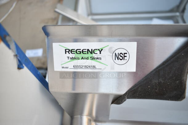 BRAND NEW SCRATCH AND DENT! Regency 600S2182418L Stainless Steel 2 Bay Sink w/ Left Side Drain Board. No Legs. Bay 12x18x24. Drain Board 16.5x25.5 - Image 6 of 6
