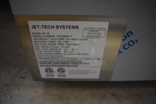 BRAND NEW! Jet Tech EV-18 Stainless Steel Commercial Undercounter High Temperature Hi Temp Undercounter Dishwasher. 208-240 Volts, 1 Phase.  - Image 6 of 6