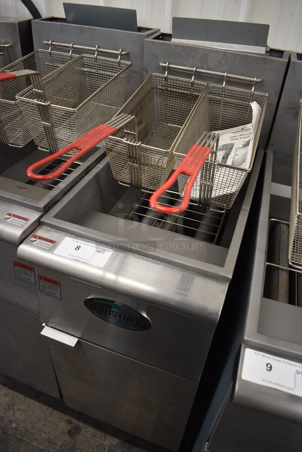 2021 Mainstreet Model FF400-P Stainless Steel Commercial Floor Style Propane Gas Powered 40 Pound Capacity Deep Fat Fryer w/ 2 Metal Fry Baskets. 120,000 BTU. 15.5x30x47 - Image 3 of 7