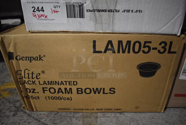 ALL ONE MONEY! Lot of 4 Boxes of Various Paper Products Including Foam Bowls, Brew Basket Filters, Fryer Filters, Bread Crumbs - Image 2 of 6