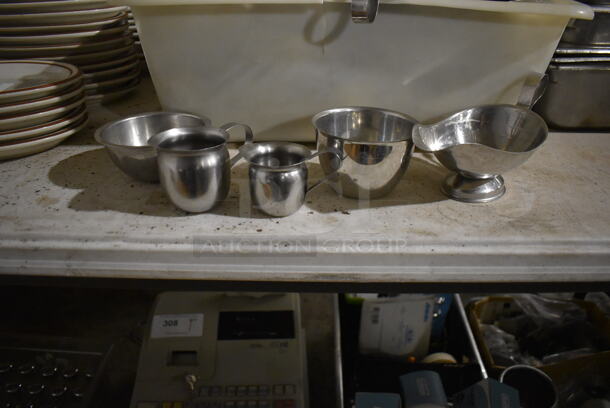 ALL ONE MONEY! Lot of 2 Bins of Various Metal Items Including Gravy Boats and Footed Bowls. Includes 8x4x4, 3.5x2x2.5, 4x4x2.5 - Image 2 of 5