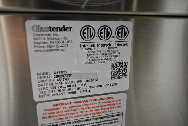 BRAND NEW! Glastender C1FB32 Stainless Steel Commercial Single Door Undercounter Cooler. 120 Volts, 1 Phase. Tested and Working! - Image 4 of 4