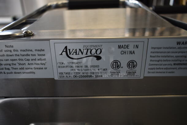 BRAND NEW SCRATCH AND DENT! 2023 Avantco 177PG400T Stainless Steel Commercial Countertop Electric Powered Double Panini Press. 120 Volts, 1 Phase. Tested and Working! - Image 5 of 5