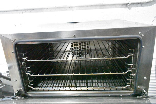 2016 Cadco XAF013 Lisa Stainless Steel Commercial Countertop Electric Powered Convection Oven w/ View Through Door and Metal Oven Rack. See Pictures for Broken Glass on Door. 120 Volts, 1 Phase. Tested and Working! - Image 3 of 6
