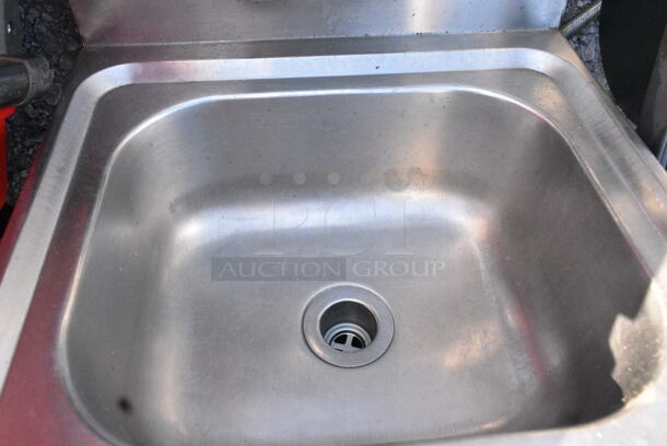Pantin Stainless Steel Commercial Single Bay Wall Mount Sink w/ Faucet and Handles.  - Image 4 of 5