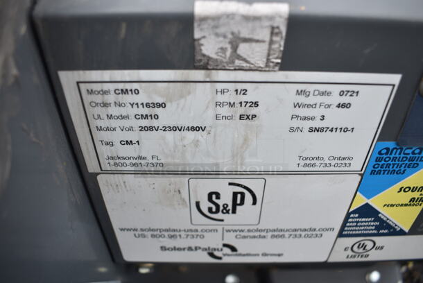 CM10 Metal Commercial Air Blower. 208-230/480 Volts, 3 Phase.  - Image 5 of 6