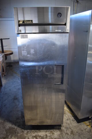 2012 True TG1R-1S ENERGY STAR Stainless Steel Commercial Single Door Reach In Cooler w/ Poly Coated Racks on Commercial Casters. 115 Volts, 1 Phase. 29x35x83. Tested and Working!
