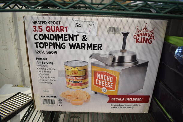 BRAND NEW SCRATCH AND DENT! Carnival King 382HSPW35 Stainless Steel Commercial 3.5 Qt. Warmer with Heated Spout and Pump. 115 Volts, 1 Phase. Tested and Working! - Image 2 of 3