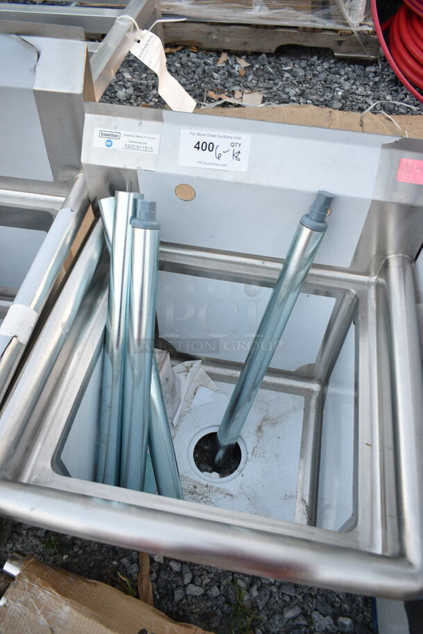 BRAND NEW SCRATCH AND DENT! Steelton 522CS11515 20 1/2" 18-Gauge Stainless Steel One Compartment Commercial Sink without Drainboard - 15" x 15" x 12" Bowl - Image 3 of 7