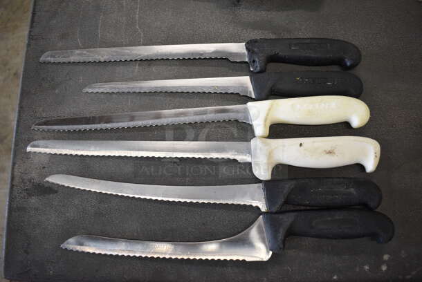 6 Sharpened Stainless Steel Serrated Knives. Includes 15