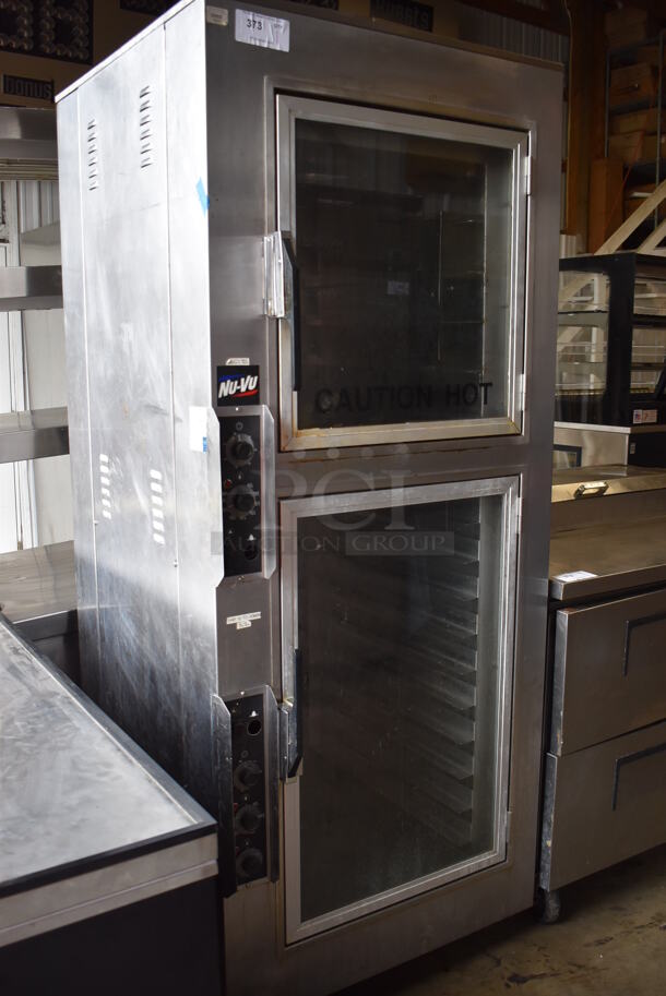 Nu Vu UB-5/10 Stainless Steel Commercial Electric Powered Oven Proofer on Commercial Casters. 208 Volts, 3 Phase. 32.5x36x79