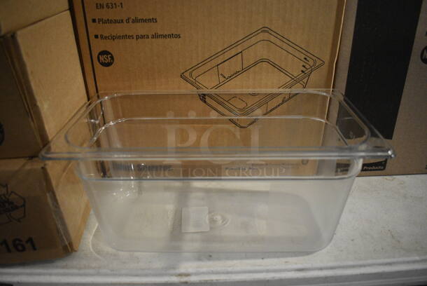 4 Boxes of 6 BRAND NEW IN BOX! Rubbermaid Clear Poly 1/3 Size Drop In Bins. 13x6. 4 Times Your Bid!