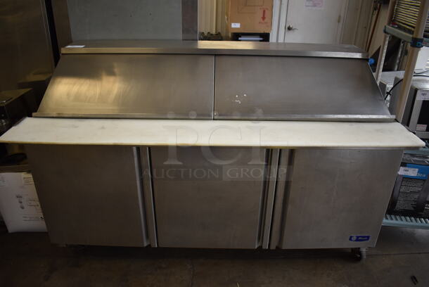 2013 Migali G3-SP72-30 BT Stainless Steel Commercial Sandwich Salad Prep Table Bain Marie Mega Top on Commercial Casters. 115 Volts, 1 Phase. 72x37x47. Tested and Working! - Image 1 of 9