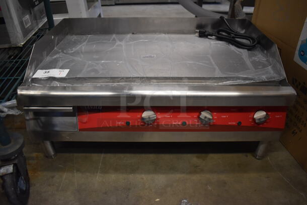 BRAND NEW! Avantco EG30N Stainless Steel Commercial Countertop Electric Powered Flat Top Griddle w/ Thermostatic Controls. 208/240 Volts. 30x20x13. Tested and Working!