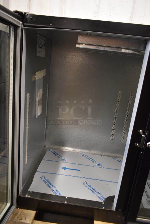 BRAND NEW SCRATCH AND DENT! Beverage Air BB72HC-1-G-B Stainless Steel Commercial 3 Door Undercounter Cooler Merchandiser. 115 Volts, 1 Phase. Tested and Working! - Image 6 of 11