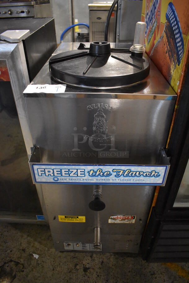 Slush Puppie Stainless Steel Commercial Single Flavor Frozen Beverage Machine. 15x29x36