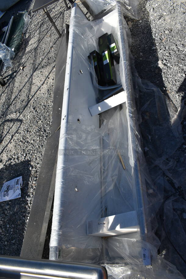 BRAND NEW SCRATCH AND DENT! Regency 600HSMSB1896 Stainless Steel Commercial Wall Mount Trough Style Sink.  - Image 3 of 4