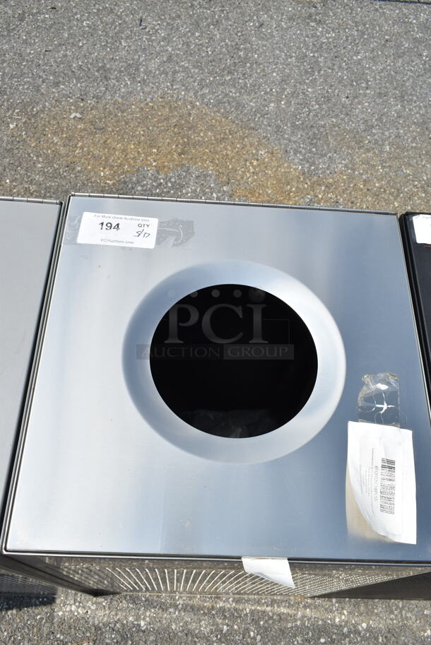 BRAND NEW SCRATCH AND DENT! Rubbermaid 690FGSC18PLSS Silhouettes Stainless Steel Designer Square Waste Receptacle - 20 Gallon - Image 3 of 6