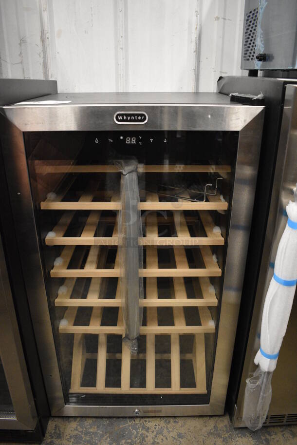 BRAND NEW SCRATCH AND DENT! Whynter FWC-341TS Stainless Steel Commercial Wine Chiller Merchandiser. 115 Volts, 1 Phase. 19x18.5x32. Tested and Working!