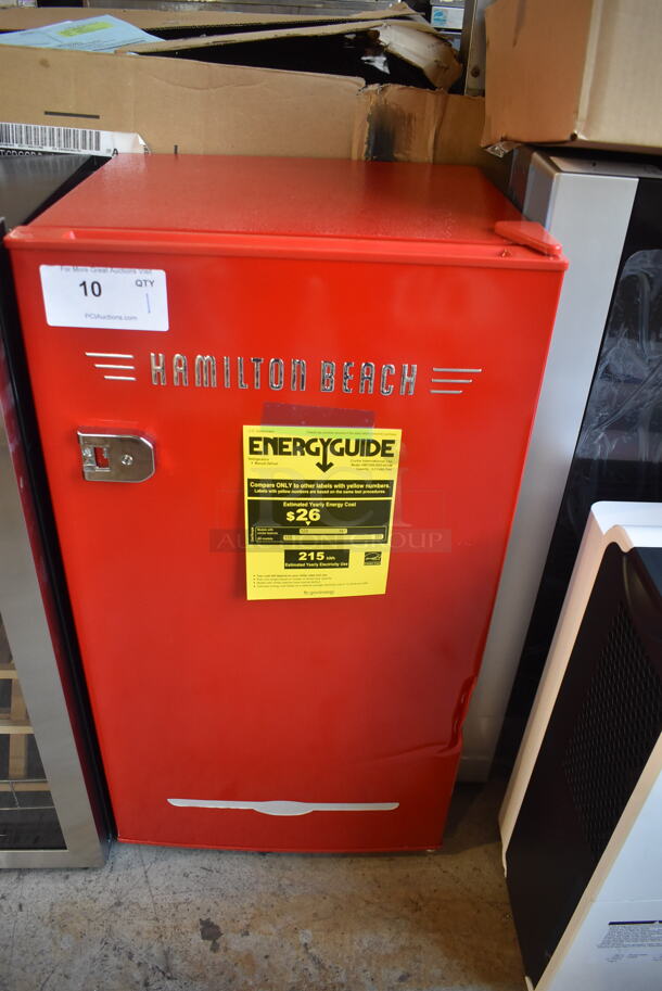 BRAND NEW SCRATCH AND DENT! Hamilton Beach Electric Powered Free Standing Red Cooler with Door Organization. 115V 1 Phase Tested and Working!