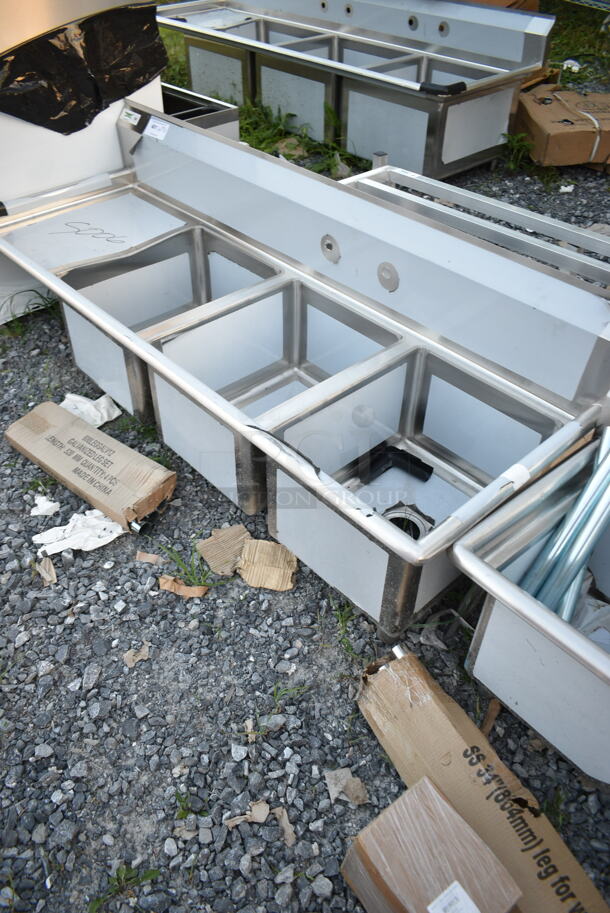 BRAND NEW SCRATCH AND DENT! Regency 600S3162018L Stainless Steel 3 Bay Sink w/ Left Side Drain Board. Bays 16x20x12. Drain Board 16.5x21.5 - Image 2 of 8