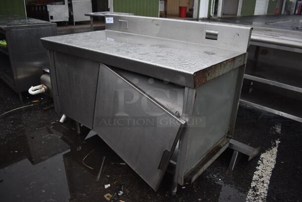 Stainless Steel Commercial Counter w/ Back Splash and 2 Doors. 54x28x42 - Image 3 of 4