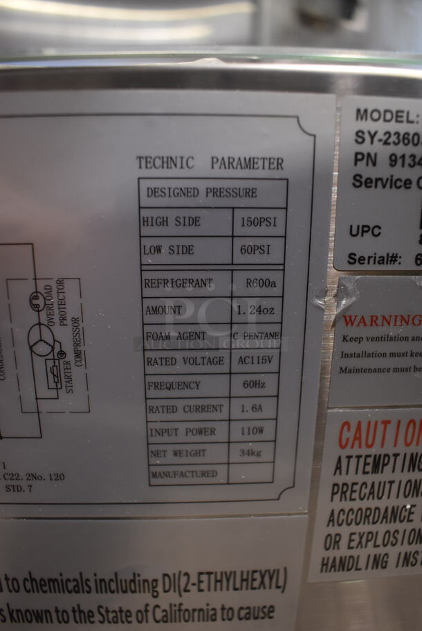 BRAND NEW SCRATCH AND DENT! 2023 KoolMore SCDC-3P-SSL Stainless Steel Commercial Countertop Refrigerated Rail w/ 3 Drop In Bins and Glass Sneeze Guard. 115 Volts, 1 Phase. Tested and Working!
 - Image 6 of 6