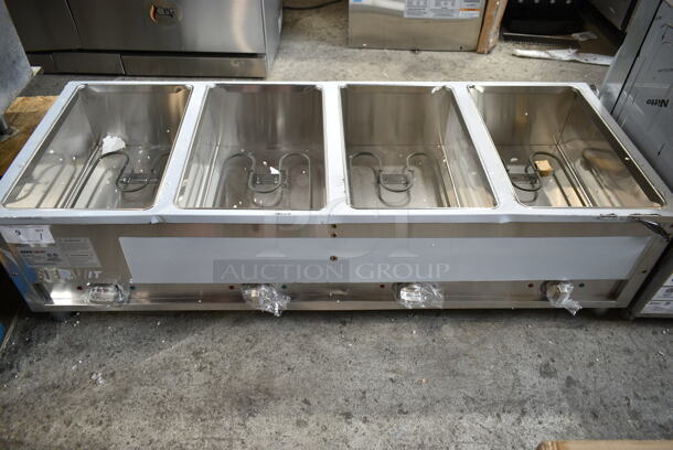 BRAND NEW SCRATCH AND DENT! ServIt 423EST4WO500 Stainless Steel Commercial Four Pan Open Well Electric Steam Table with Adjustable Undershelf. 120 Volts, 1 Phase. Tested and Working! - Image 2 of 9