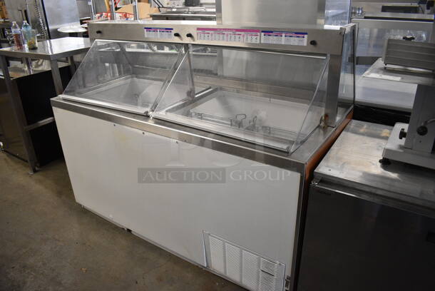 Baskin Robbins Stainless Steel Commercial Floor Style Ice Cream Dipping Cabinet w/ 3 Metal Tub Collars. 68.5x30x52. Tested and Powers On But Does Not Get Cold - Image 2 of 7
