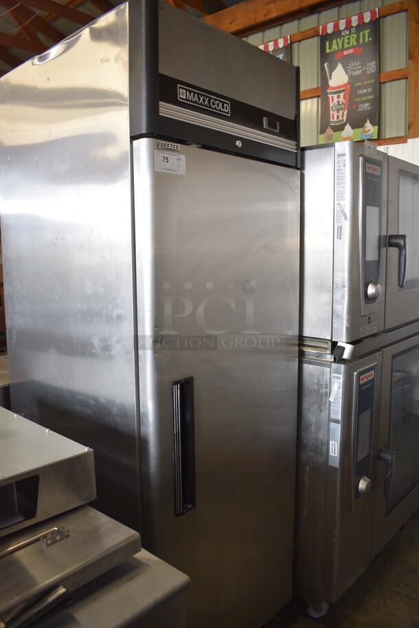 BRAND NEW SCRATCH AND DENT! 2020 Maxx Cold Model MXCF-23FDHC Stainless Steel Commercial Single Door Reach In Freezer w/ Poly Coated Racks on Commercial Casters. 115 Volts, 1 Phase. 27x30x83. Tested and Powers On But Temps at 42 Degrees - Image 5 of 5