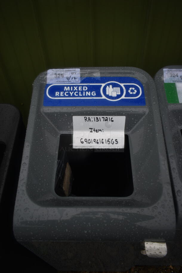 BRAND NEW SCRATCH AND DENT! Rubbermaid 6901961615GS Configure 15 Gallon Stenni Gray 1 Stream Mixed Recycling Indoor Rectangular Recycling Container - Image 2 of 4