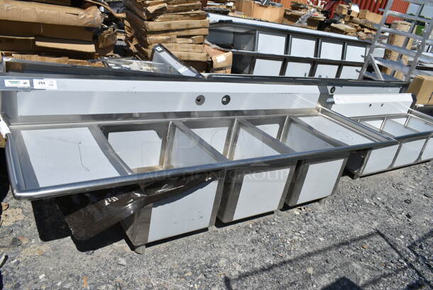 BRAND NEW SCRATCH AND DENT! Regency 600S31824218 Stainless Steel Commercial 3 Bay Sink w/ Dual Drain Boards. No Legs. Bays 18x24x14. Drain Board 12x21 - Image 2 of 5