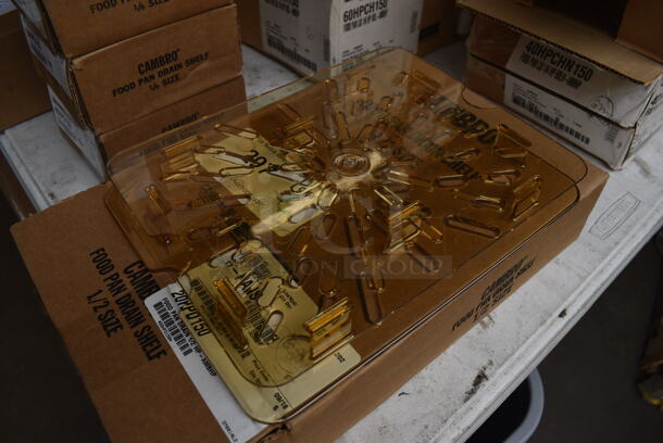 ALL ONE MONEY! Lot of 6 BRAND NEW IN BOX! Cambro Poly Amber Colored 1/2 Size Drop In Bin Straining Inserts - Image 2 of 3