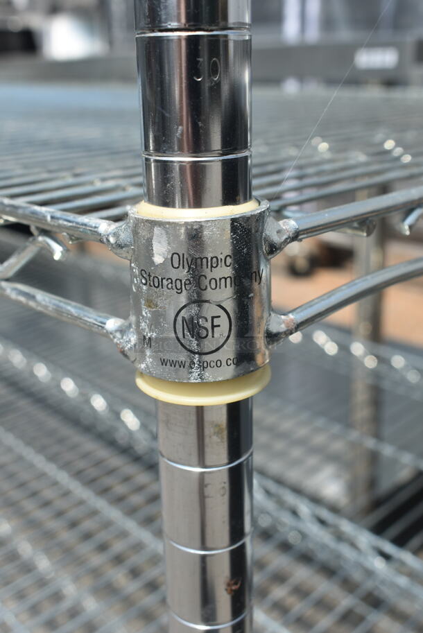 Chrome Finish 6 Tier Wire Shelving Unit on Commercial Casters. BUYER MUST DISMANTLE. PCI CANNOT DISMANTLE FOR SHIPPING. PLEASE CONSIDER FREIGHT CHARGES. - Image 5 of 5