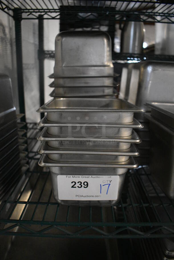17 Stainless Steel 1/6 Size Drop In Bins. 1/6x4. 17 Times Your Bid!