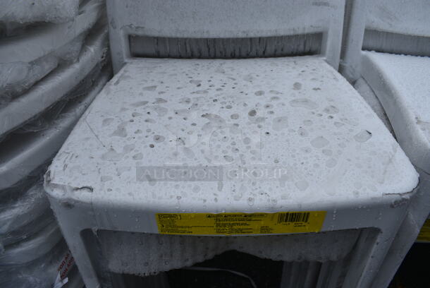 7 BRAND NEW SCRATCH AND DENT! Grosfillex XA653096 / US653096 Metro Glacier White Indoor / Outdoor Stacking Resin Chair. 16x18x32. 7 Times Your Bid! - Image 5 of 5