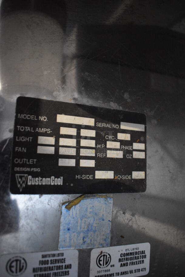 CustomCool Stainless Steel Commercial Single Door Undercounter Cooler. 36x31x36. Tested and Working! - Image 5 of 6